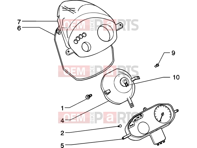 PIAGGIO Electrical system » Headlamp-fairing-meter combination