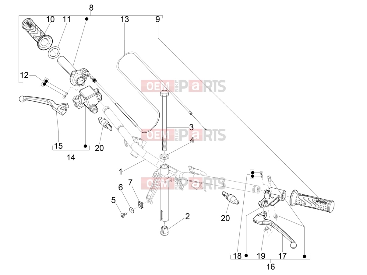 PIAGGIO Zip 50 4T Handlebars/Steering » Handlebars - Master cil.