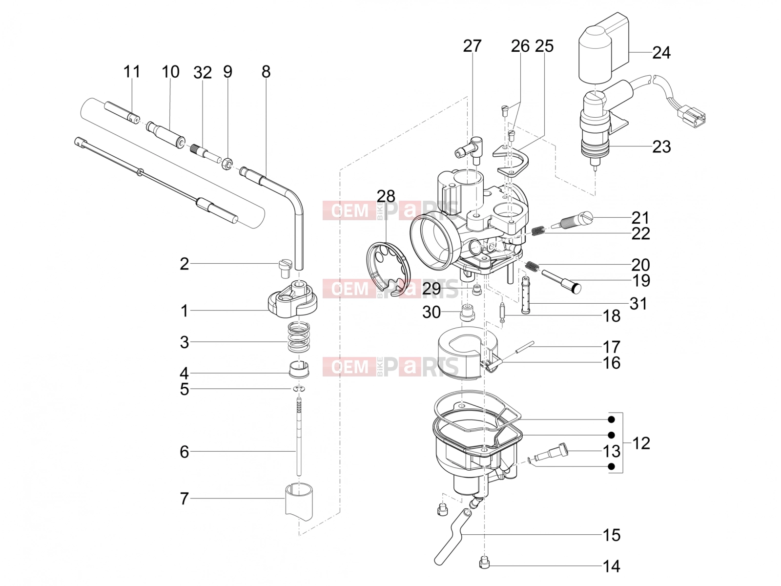 Engine » Carburetor's components - Piaggio Zip 50 SP 2006