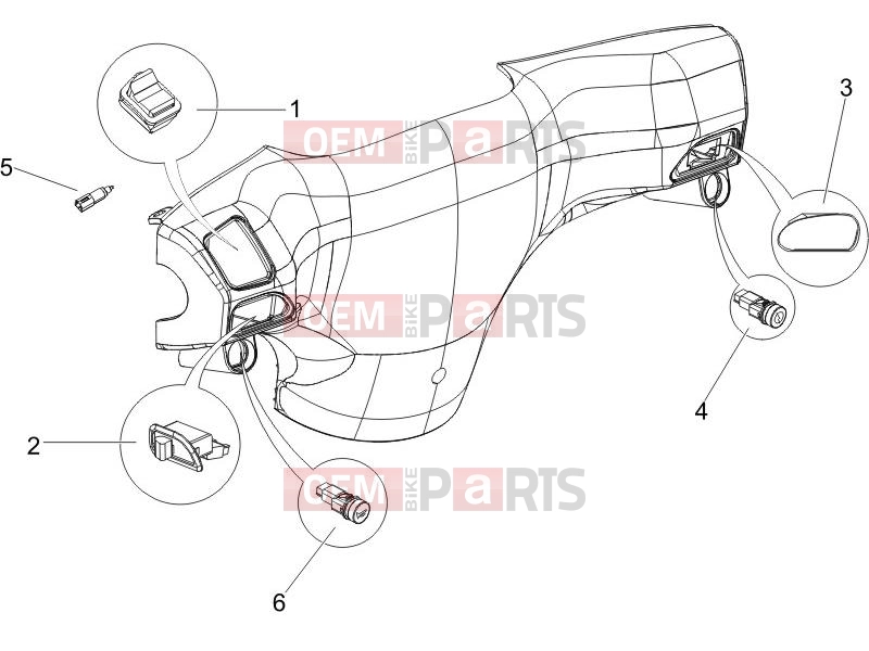 Electrical system » Selectors - Switches - Buttons - Piaggio Zip 50 SP 2007