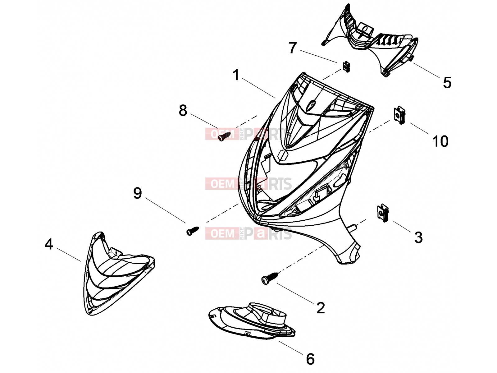 PIAGGIO Zip 50 SP Frame - Plastic parts - Coachwork » Front shield