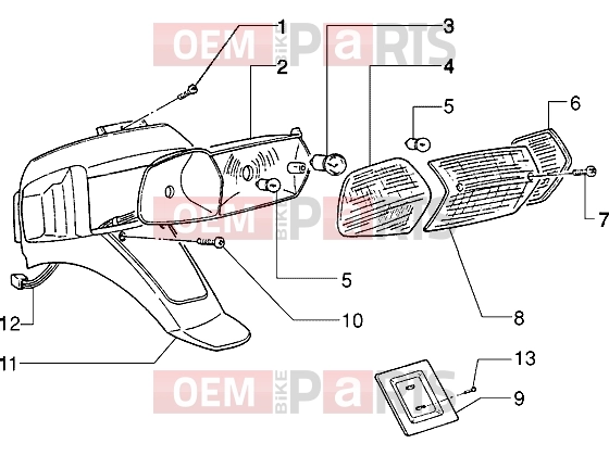 Electrical system » Rear tail lamp - Piaggio Zip 50 MY95