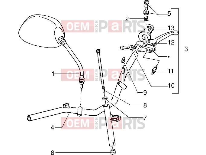Handlebars » Handlebars component parts - Piaggio Zip 50 RST