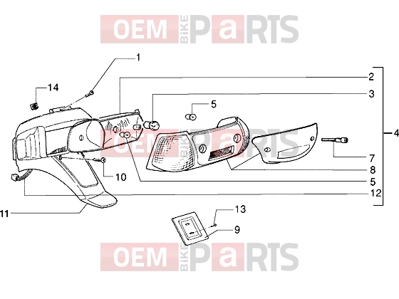 Electrical system » Rear tail lamp - Piaggio Zip SP 50 old.