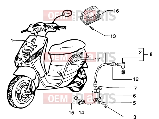 PIAGGIO Electrical system » H.t. coil-Regulator