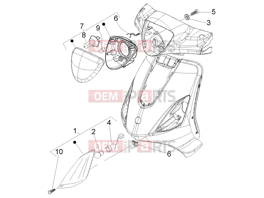 Electrical system » Front lights - Piaggio Fly 50 4T