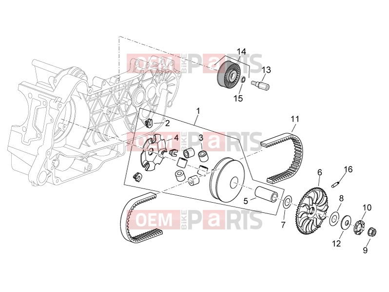 ENGINE » Variator assembly - Aprilia Atlantic 125 E3 2012