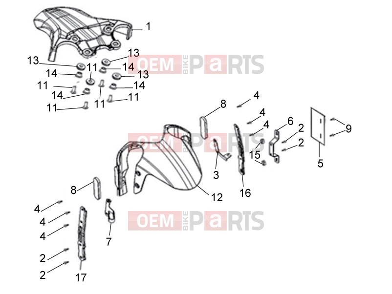 Frame » Front fender - Derbi ETX 150 2017