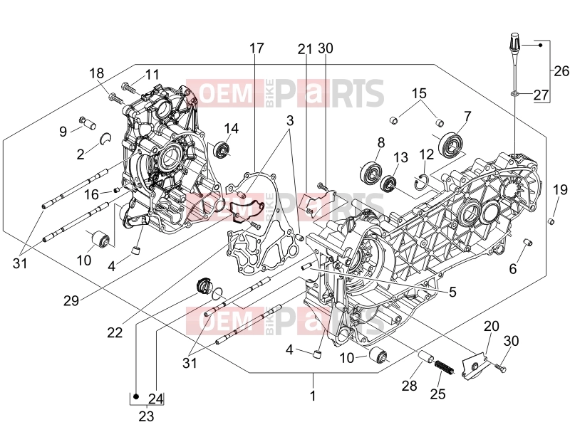 Engine » Crankcase - Derbi Sonar 125 2011