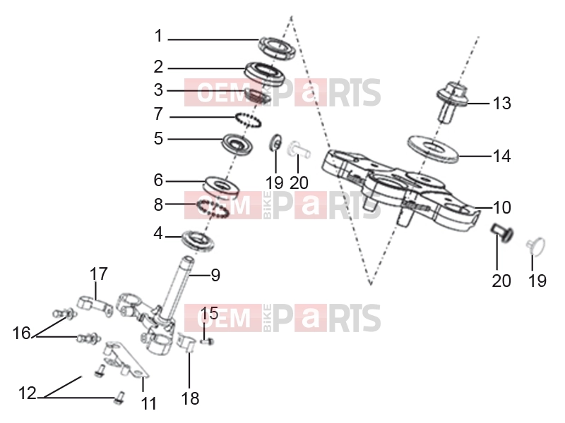 Frame » Steering stem assembly - Derbi STX 150 2016