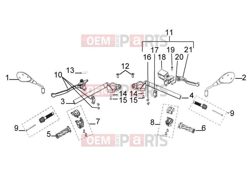 Frame » Handlebar assembly - Derbi STX 150 2018