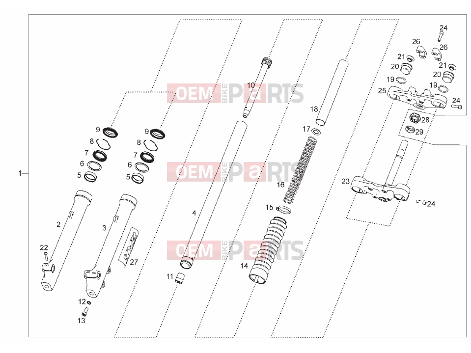 Tables » Front fork - Derbi Terra 125 2008