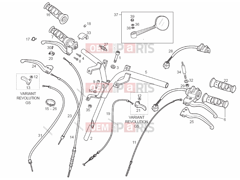 derbi Variant Revolution 50 Tables » Handlebar - Controls