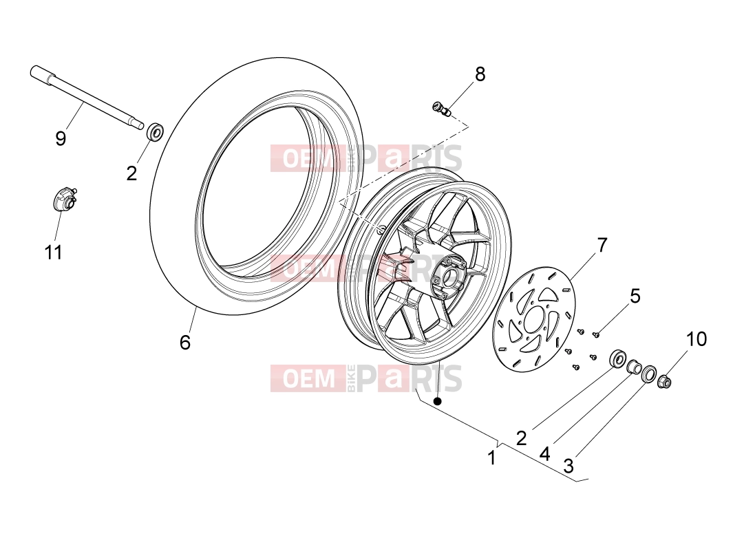 FRAME » Front wheel - Derbi Variant Sport 50 2014
