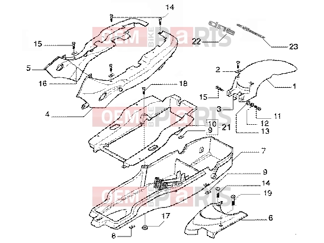 Chassis » Rear mudguard-undersaddle - Gilera DNA GP Experience