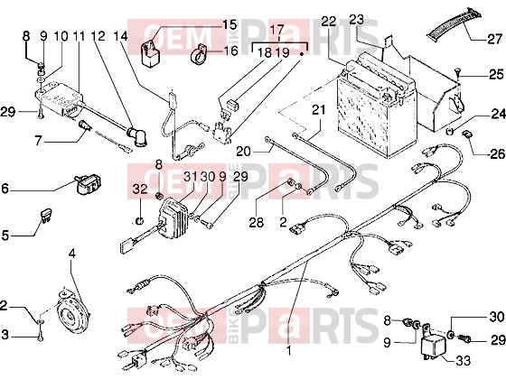 Electrical system » Electric devices-battery - Gilera Eaglet automatic