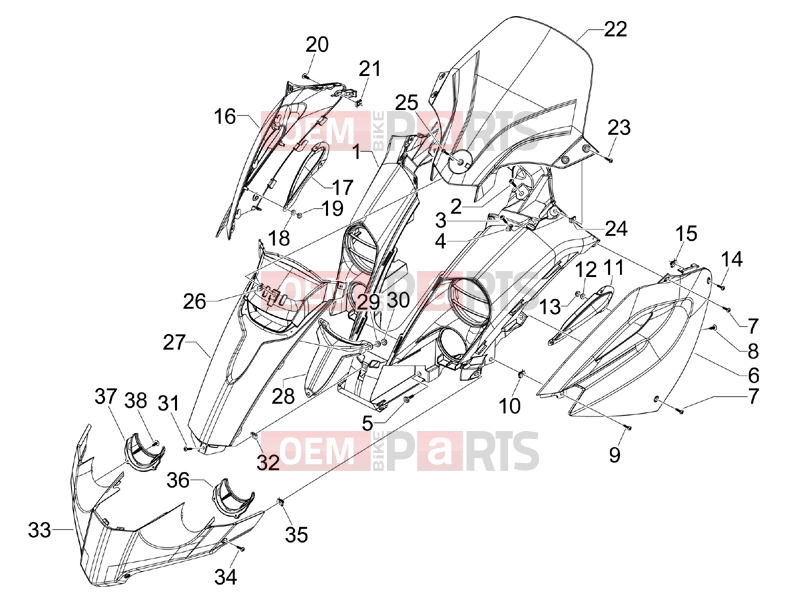 gilera 2008 Fuoco 500 Frame - Plastic parts - Coachwork » Front shield