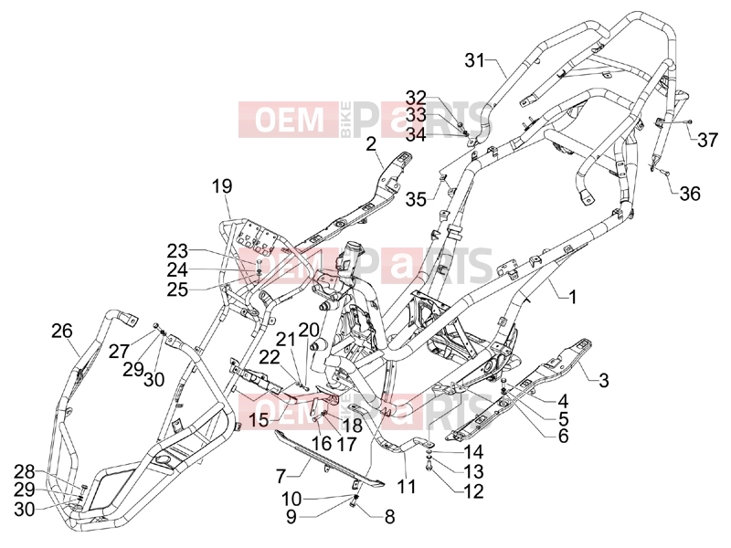 gilera 2012 Fuoco 500 Frame - Plastic parts - Coachwork » Frame/bodywork