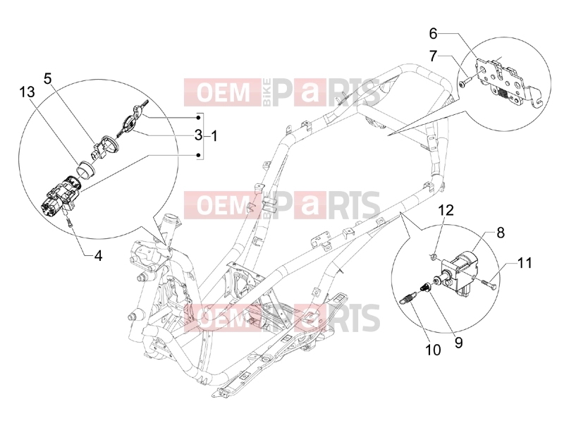 Frame - Plastic parts - Coachwork » Locks - Gilera Fuoco 500 2012