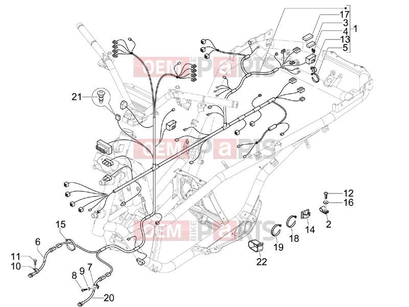 gilera 2012 Fuoco 500 Electrical system » Main cable harness