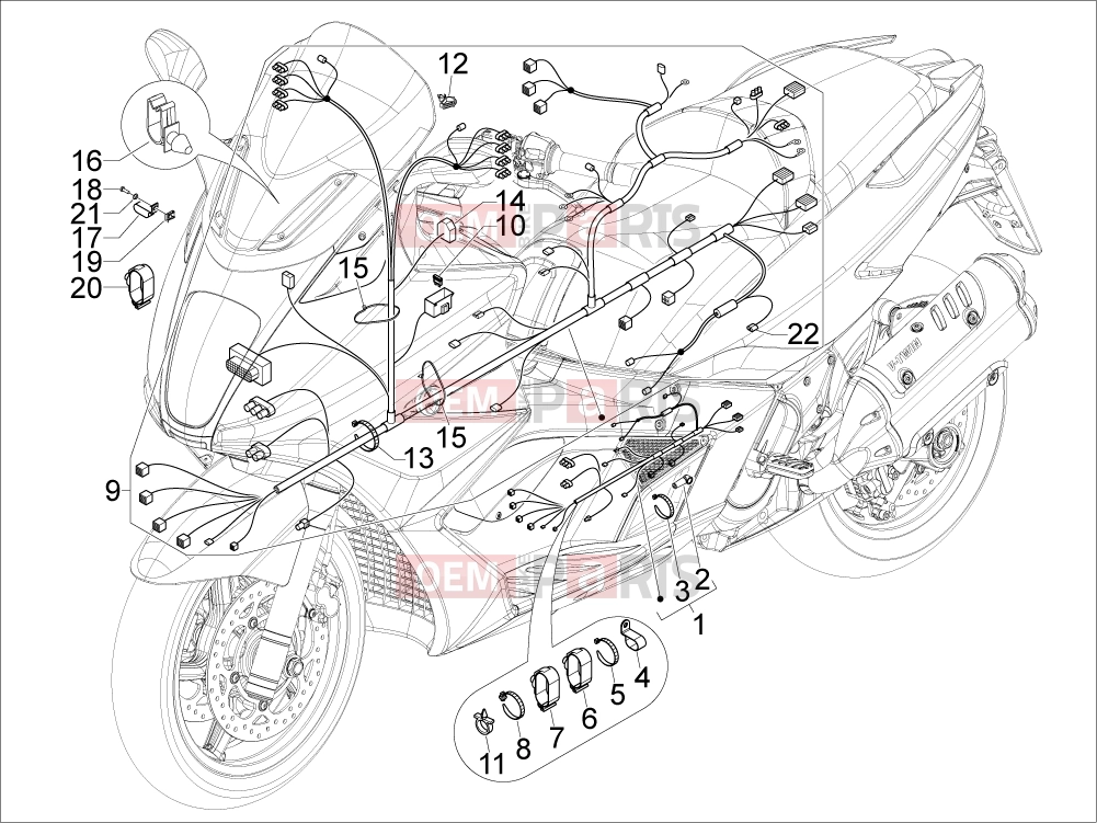 Electrical system » Main cable harness - Gilera GP 800 2009