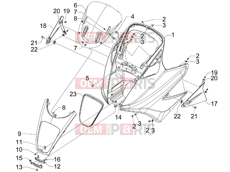 gilera 2009 GP 800 Centenario Frame - Plastic parts - Coachwork » Front shield