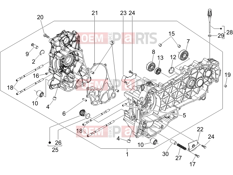 Engine » Crankcase - Gilera Nexus 250 2007