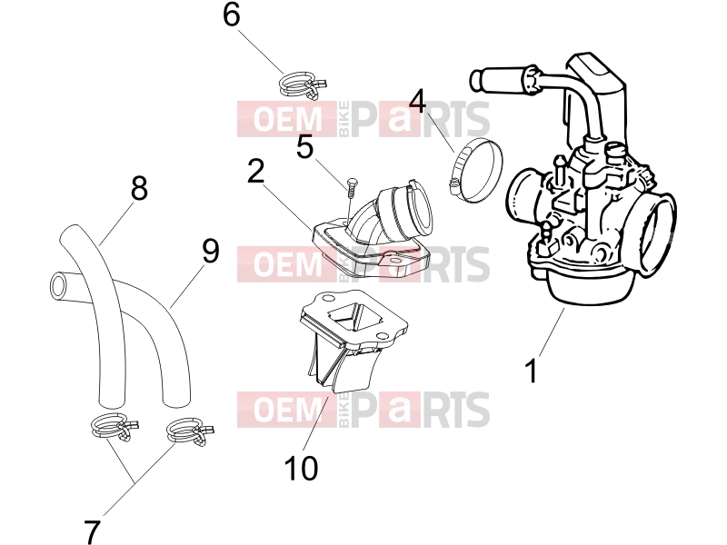 gilera 2014 Runner 50 SP Engine » Carburettor, assembly - Union pipe