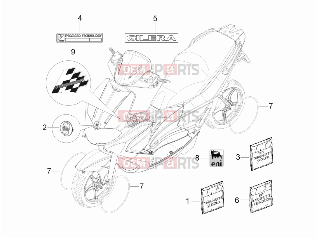 gilera 2016 Runner 50 SP Frame - Plastic parts - Coachwork » Plates - Emblems