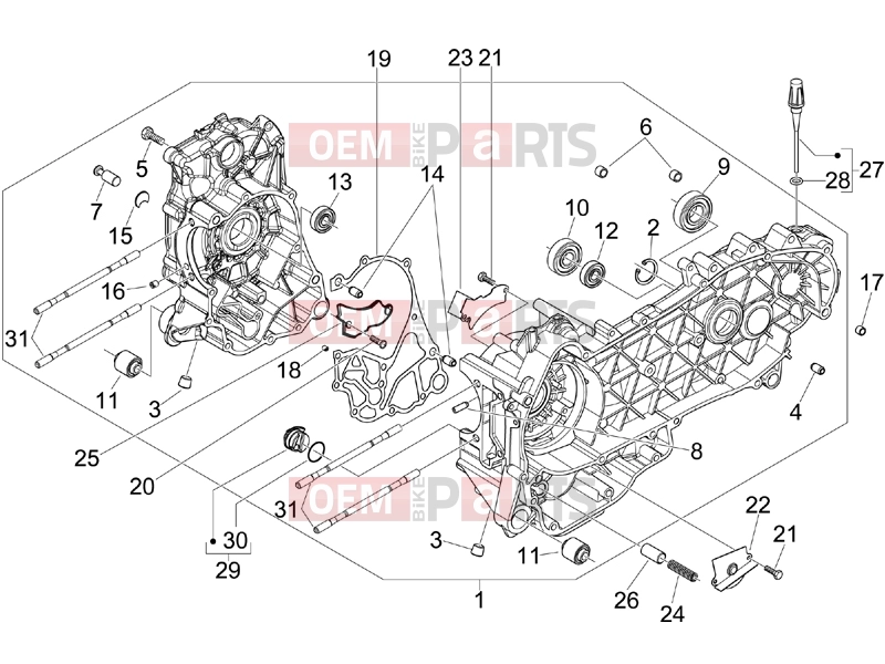 gilera 2013 Runner 125 ST 4T Engine » Crankcase