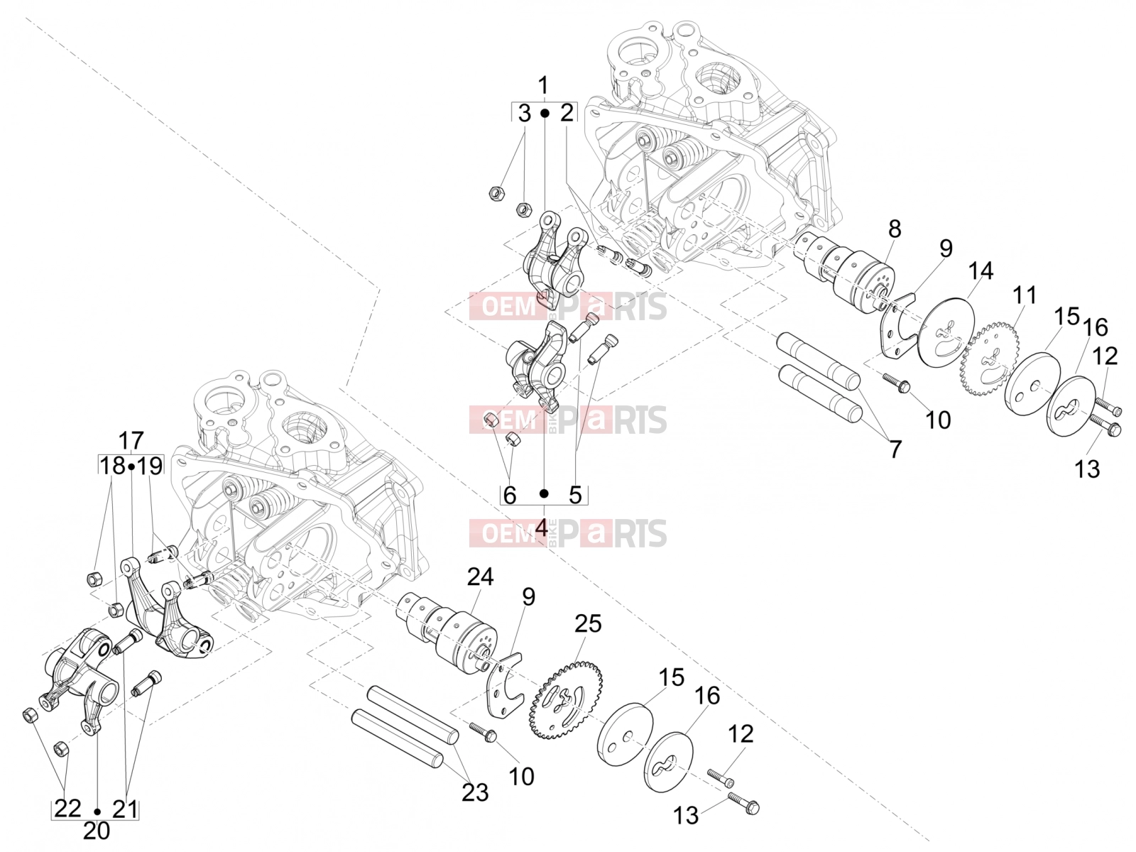 gilera 2017 Runner 125 ST 4T Engine » Rocking levers support unit
