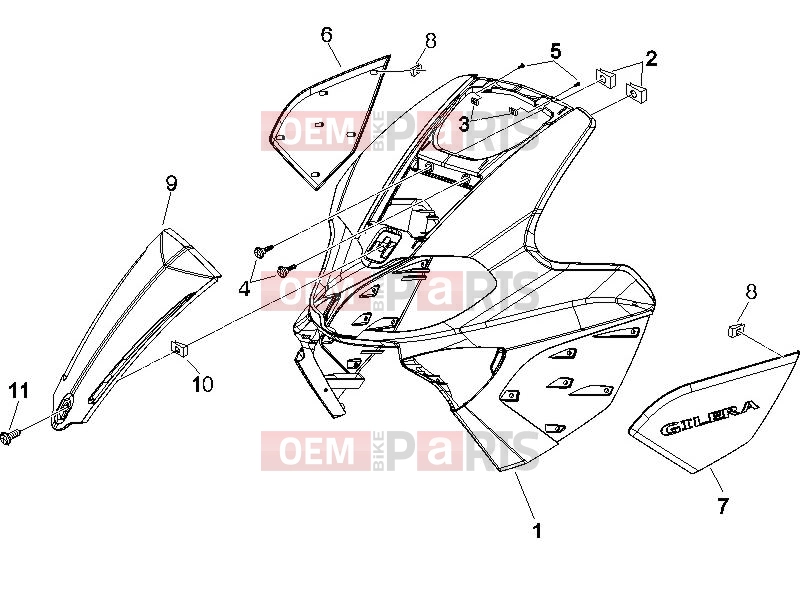gilera 2007 Runner 125 VX 4T Frame - Plastic parts - Coachwork » Front shield