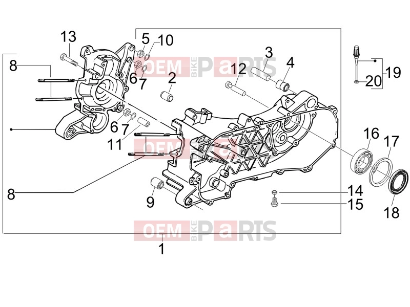 gilera 2012 Stalker 50 Engine » Crankcase