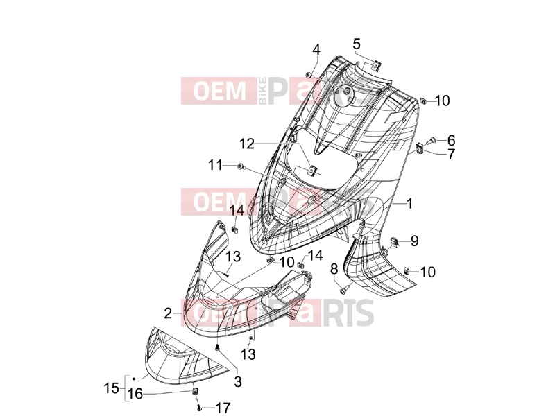 gilera 2012 Stalker 50 Frame - Plastic parts - Coachwork » Front shield