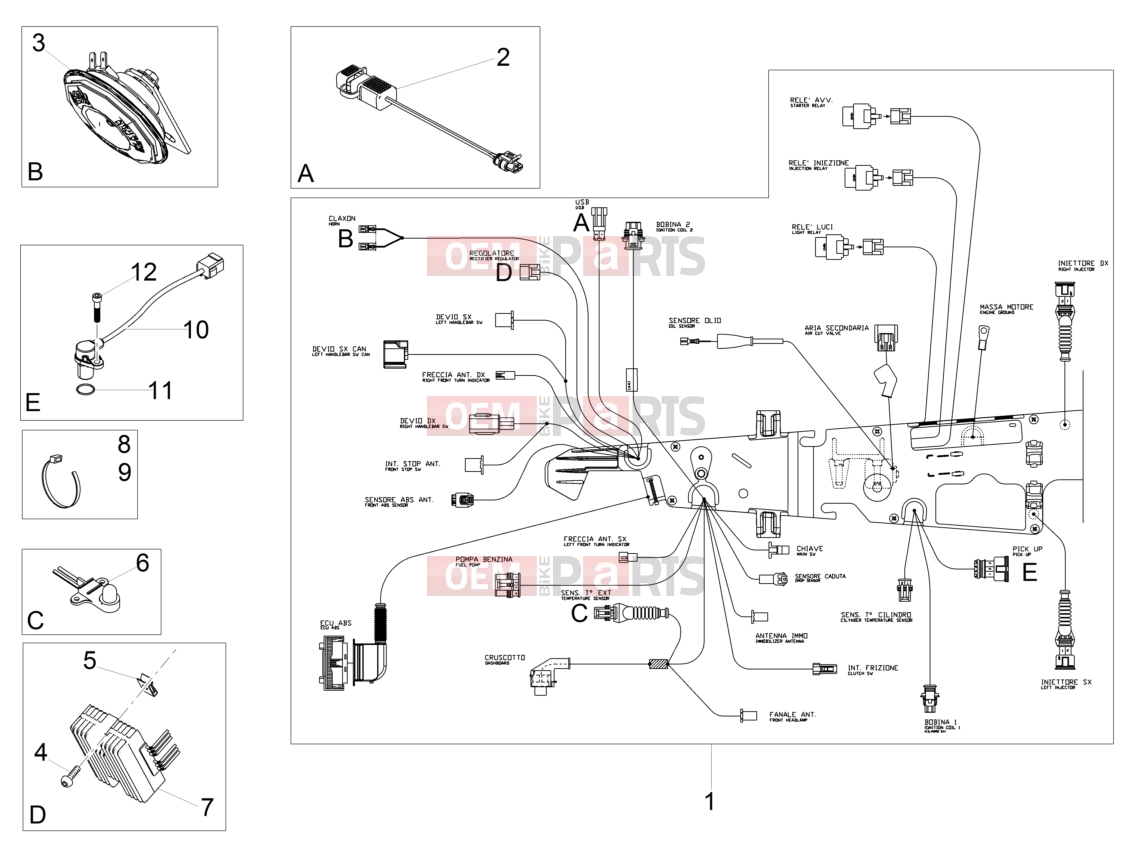 MOTOGUZZI V9 Bobber 850 ABS Electrical systems » Front electrical system