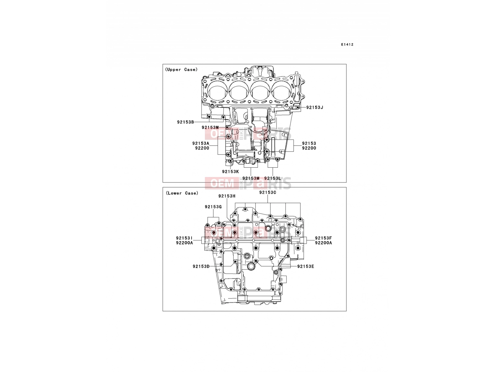 Crankcase Bolt Pattern - Kawasaki 1400GTR ABS (ZG1400A9F) 2009