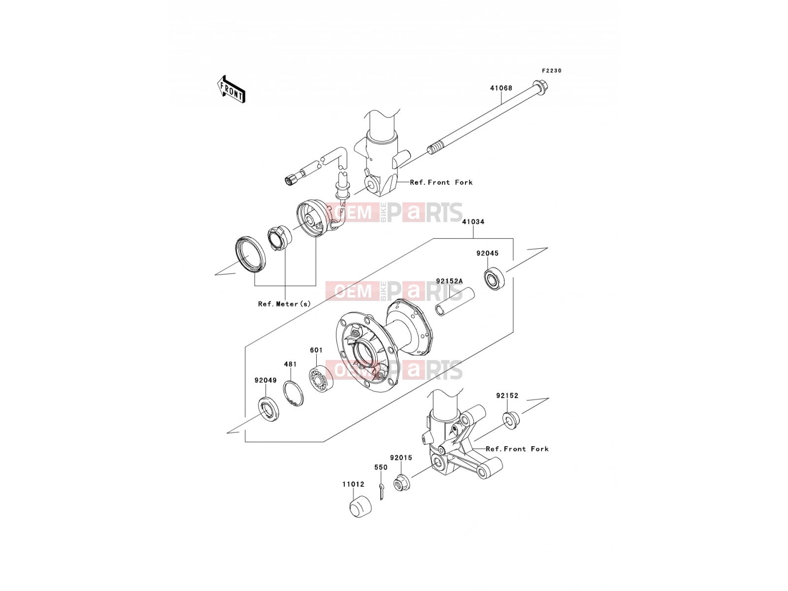 Front Hub - Kawasaki D-TRACKER 125 (KLX125DCF) 2012