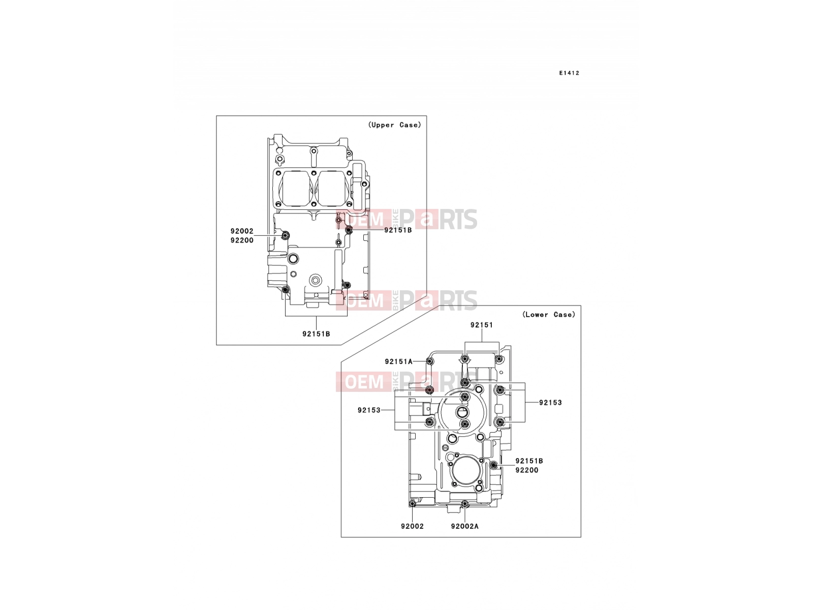 Crankcase Bolt Pattern - Kawasaki NINJA 250R (EX250KCF) 2012