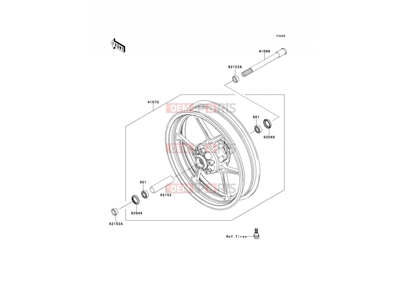 Front Hub - Kawasaki VERSYS ABS (KLE650DCF) 2012