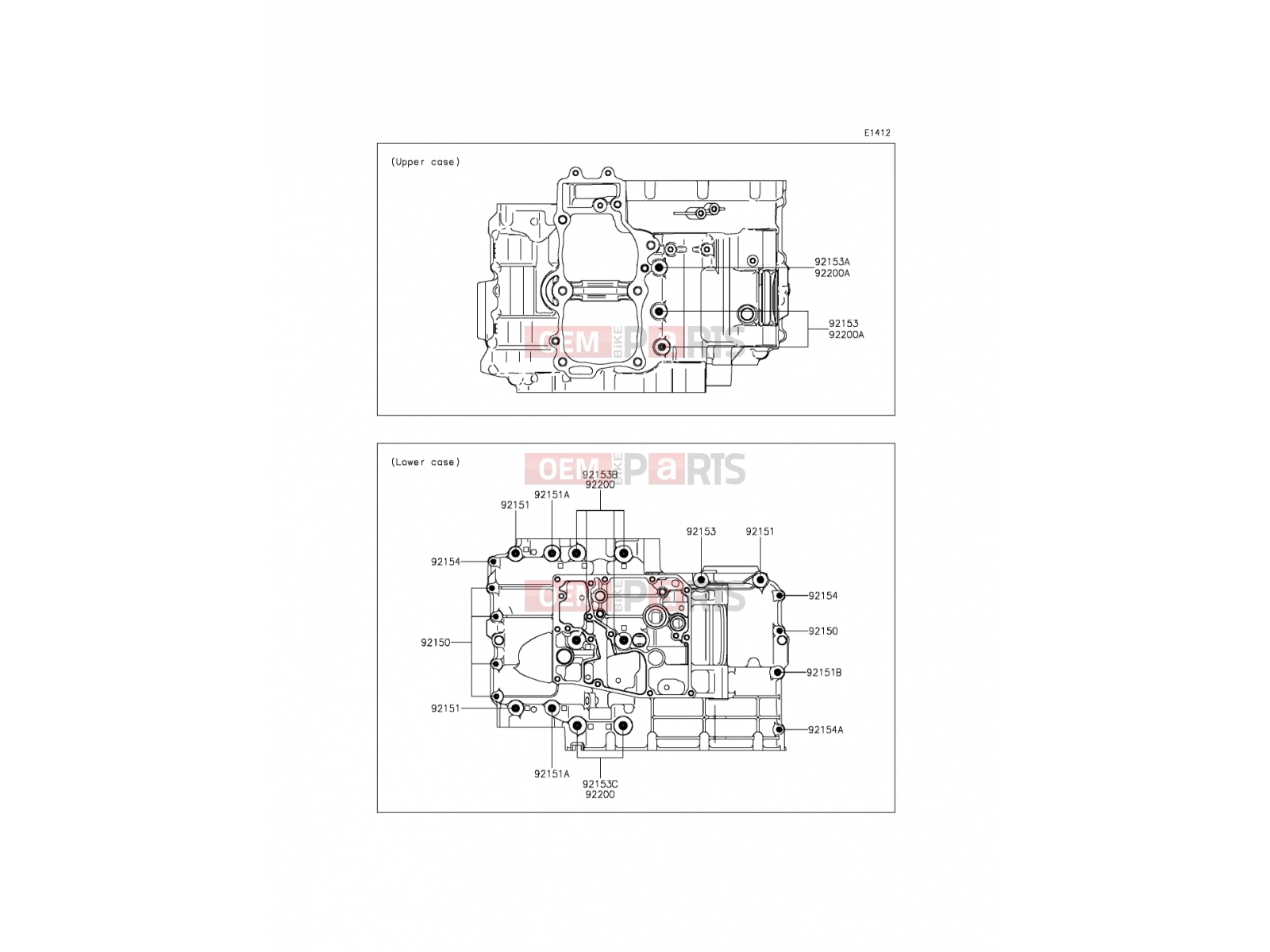 Crankcase Bolt Pattern - Kawasaki Ninja 650 ABS (EX650FEF) 2014
