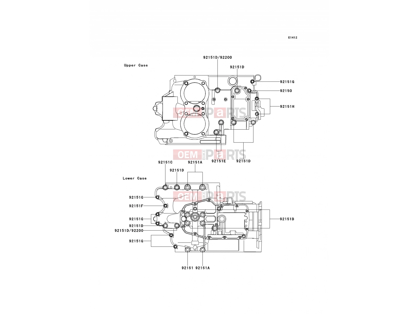 Crankcase Bolt Pattern - Kawasaki W650 (EJ650-A3) 2001
