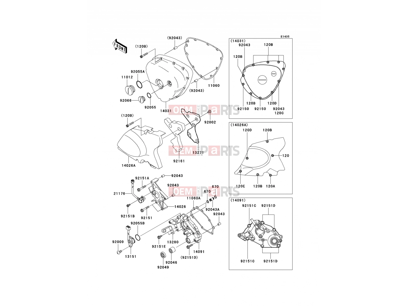 Left Engine Cover(s) - Kawasaki W650 (EJ650C6F) 2006