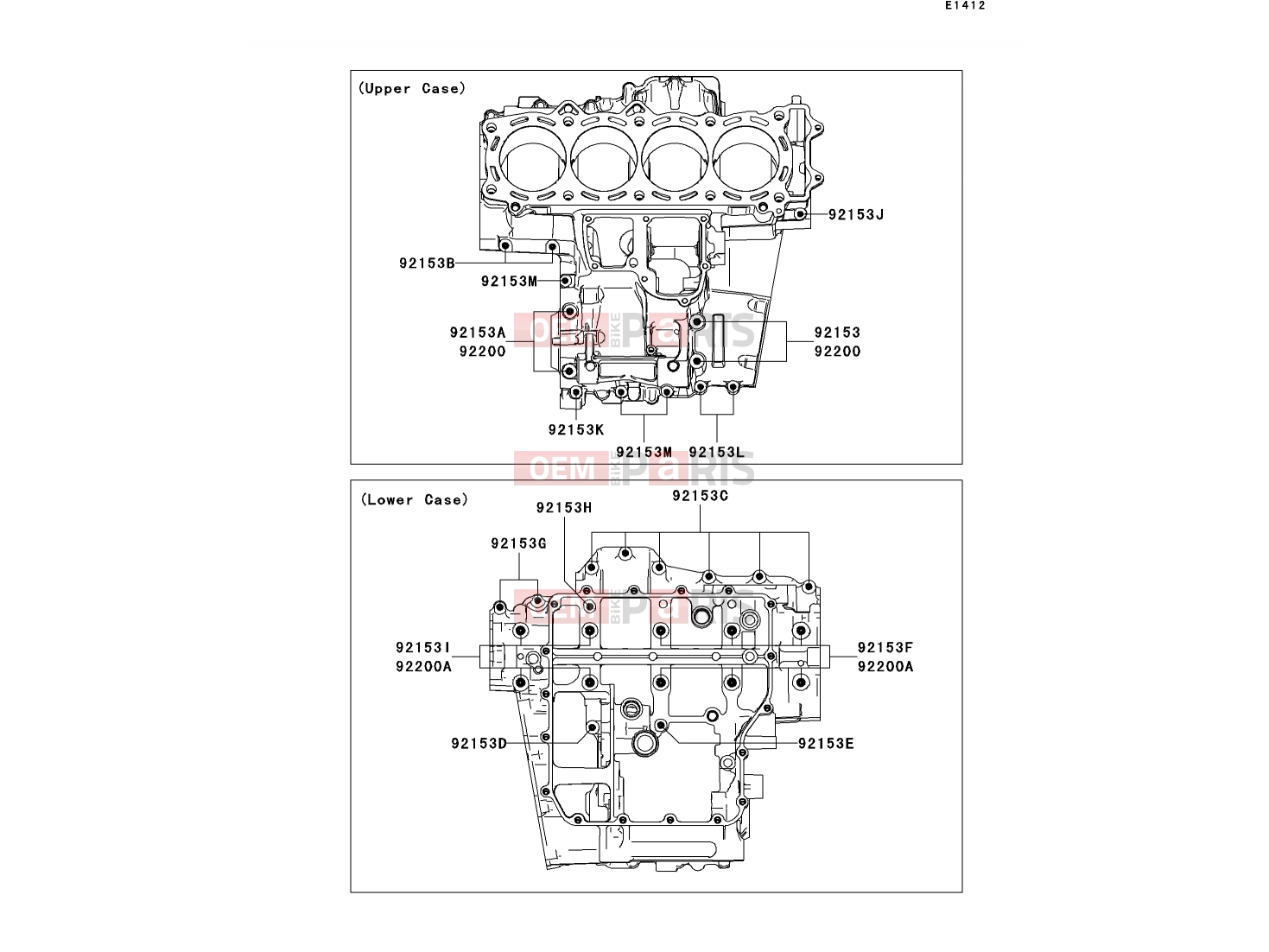 Crankcase Bolt Pattern - Kawasaki ZZR1400 (ZX1400A7F) 2007