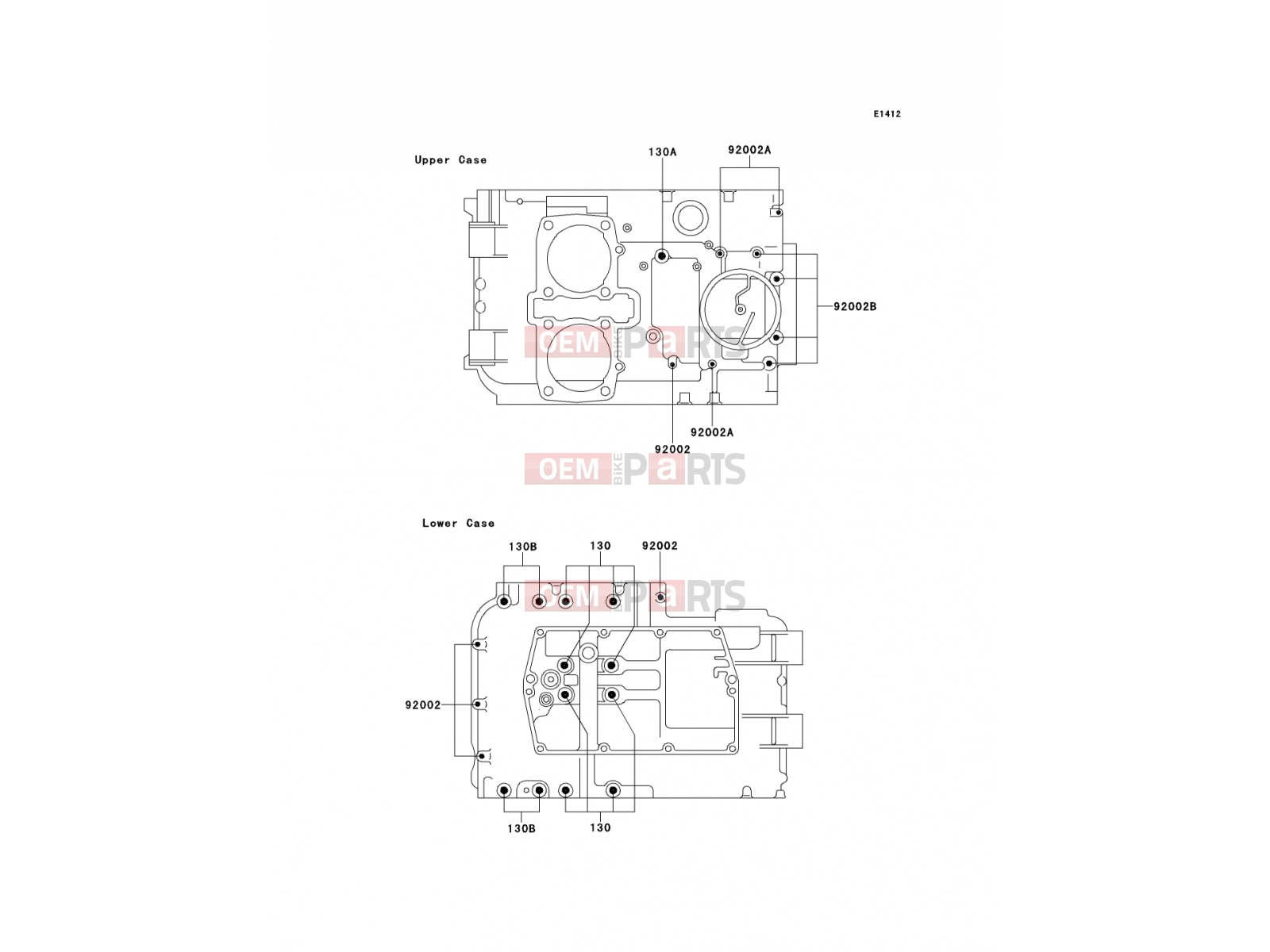 KAWASAKI 2000 Crankcase Bolt Pattern