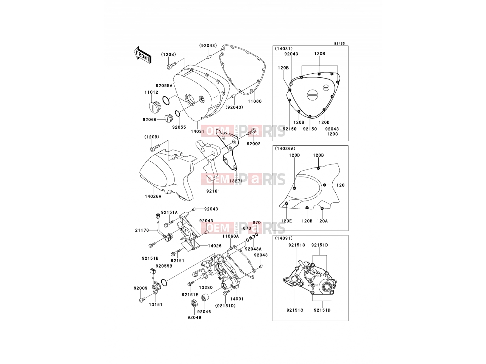 Left Engine Cover(s) - Kawasaki W650 (EJ650-A4) 2002