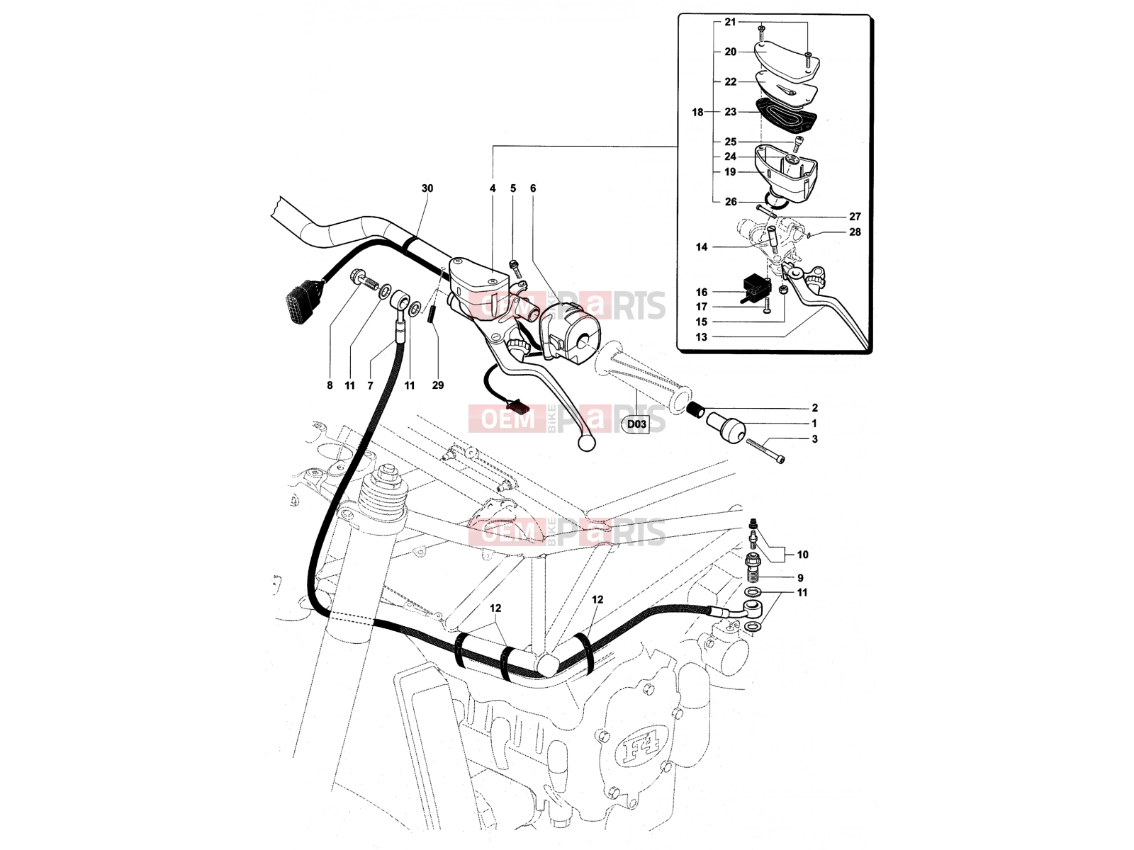 MV Agusta Brutale 910 S Handlebar Assembly Left