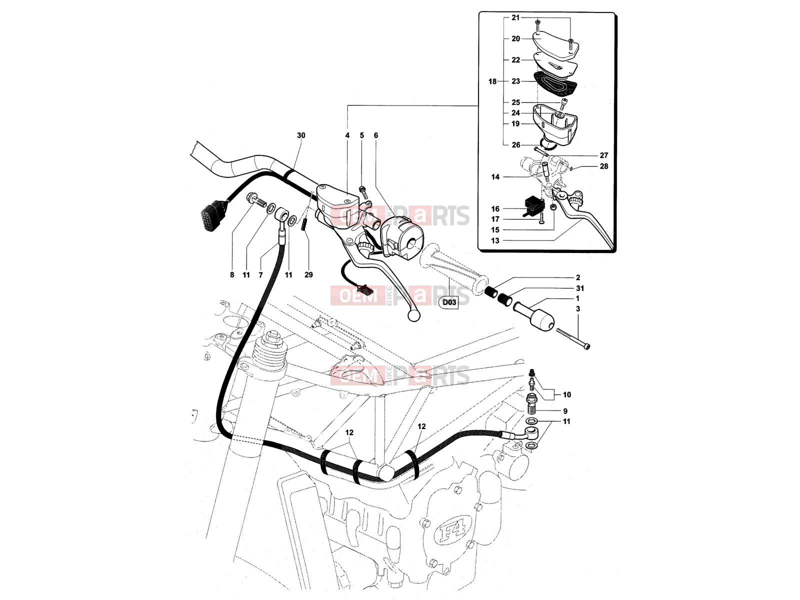 MV Agusta Brutale 989 Handlebar Assembly Left
