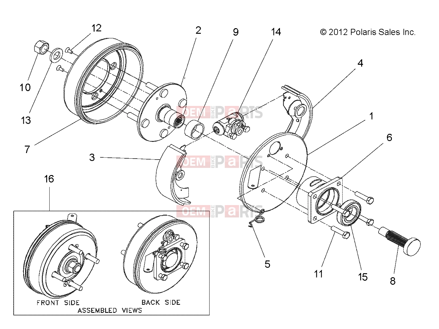 Polaris 2010 LEV GEM - E2/E4/E6/ES/EL/ELXD WHEELS » WHEELS, COMPONENTS, END, LEFT REAR - e2/e4/eS/eL (49GEMWHEELS11ENDLTRR)