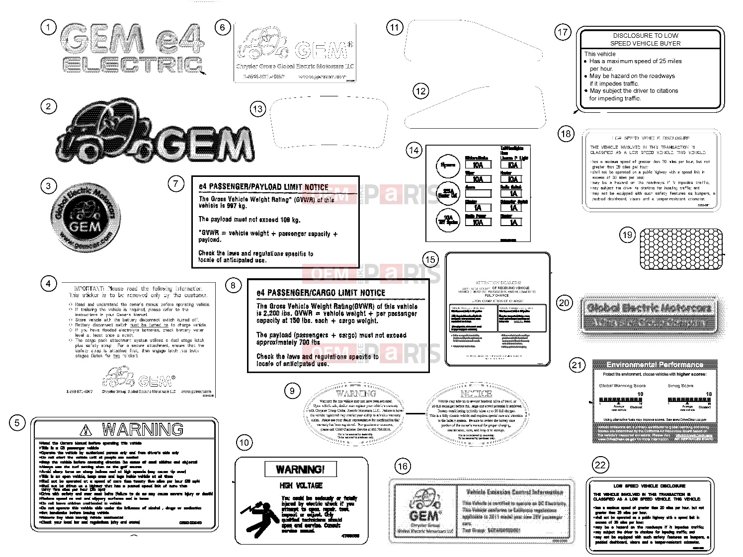 Polaris 2008 LEV GEM - E2/E4/E6/ES/EL/ELXD DECALS | DECALS, 2011 - e4 (49GEMDECALS11DECALSE4)