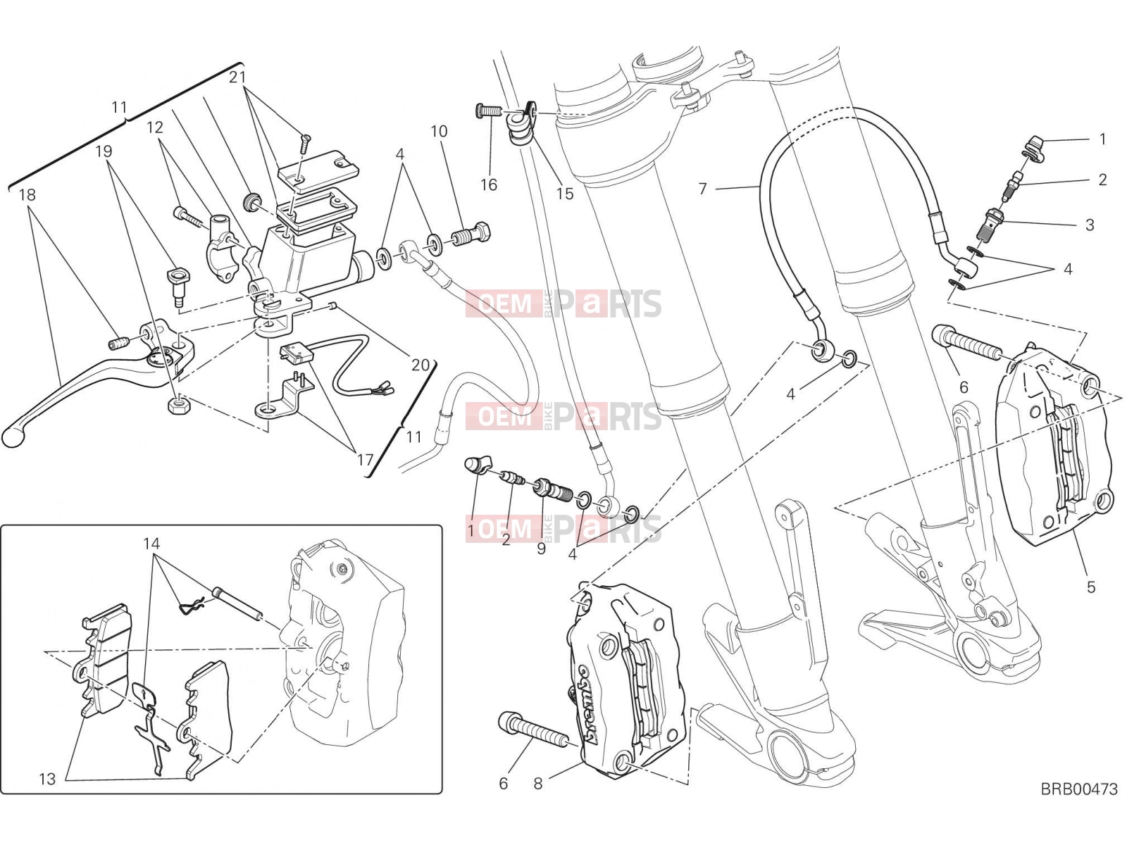 DUCATI 2016 Hyperstrada 939 FRONT BRAKE SYSTEM [MOD:HY939STR]